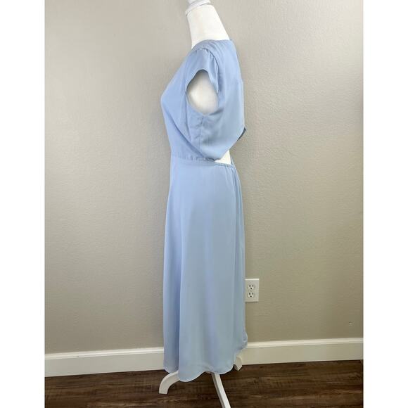 Halogen V-Neck Cut Out Short Sleeve Kentucky Light Blue Midi Dress Small NWT - Picture 9 of 16